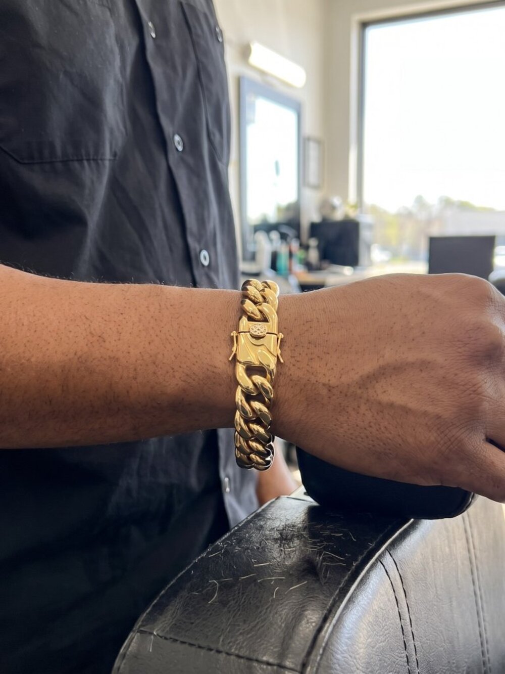 Mens Miami Cuban Link Bracelet Real Gold 8.5 Inch Plated 14mm Solid Waterproof